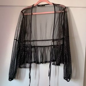 Gold and black mesh top